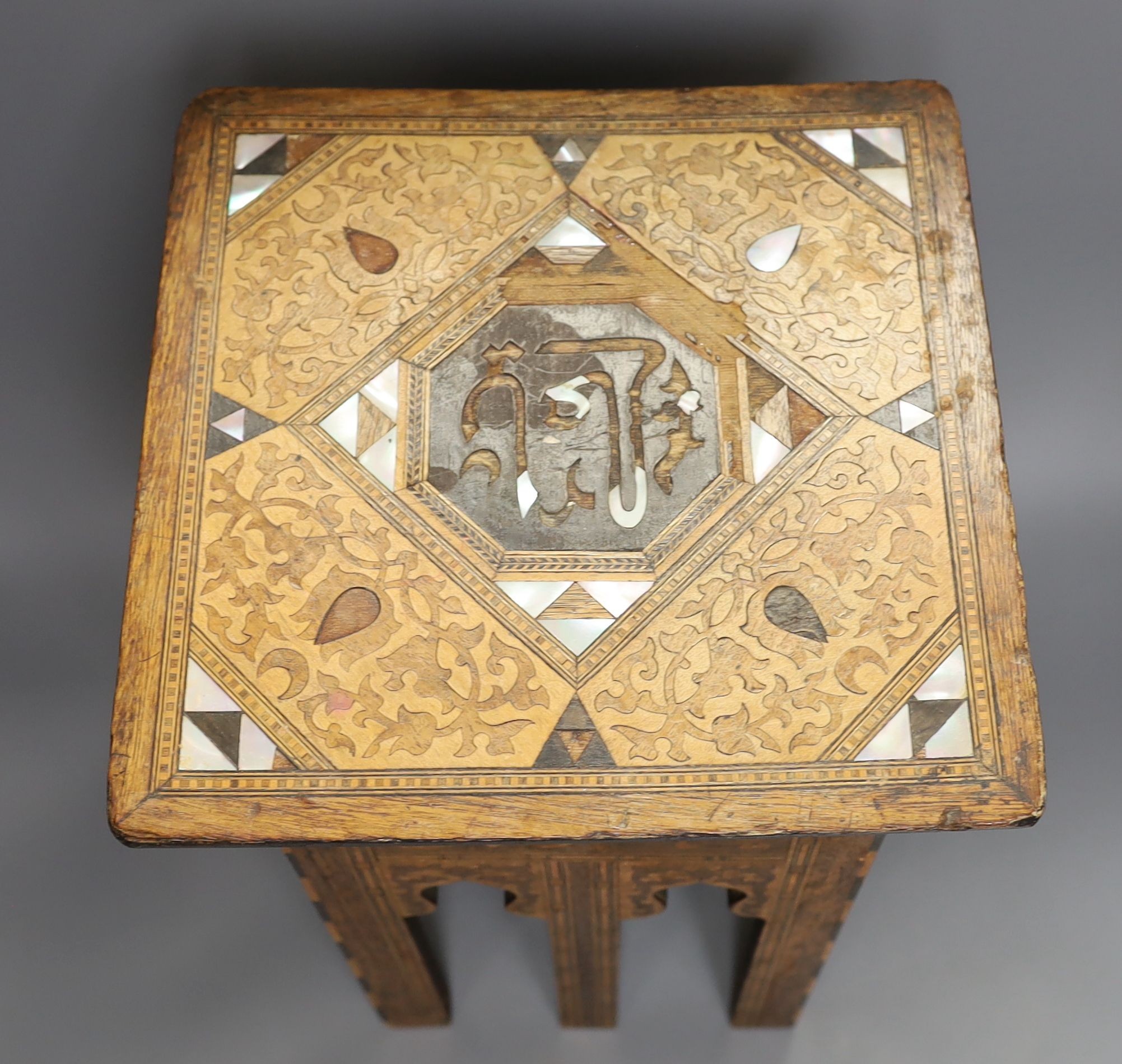 A Middle-Eastern inlaid plant stand - 43cm tall